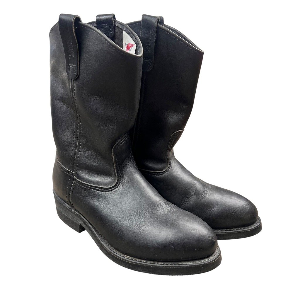 Red Wing Pecos 998 Mens Black Leather Pull On Work Boots Steel Toe Size 9.5 D